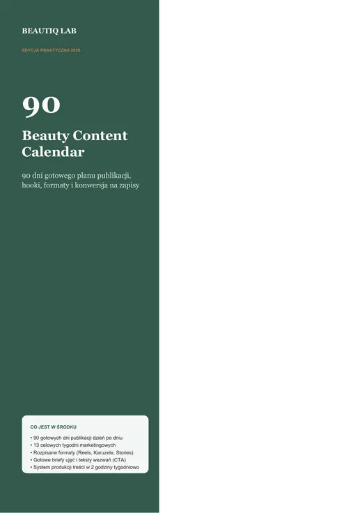 Okładka Beauty Content Calendar