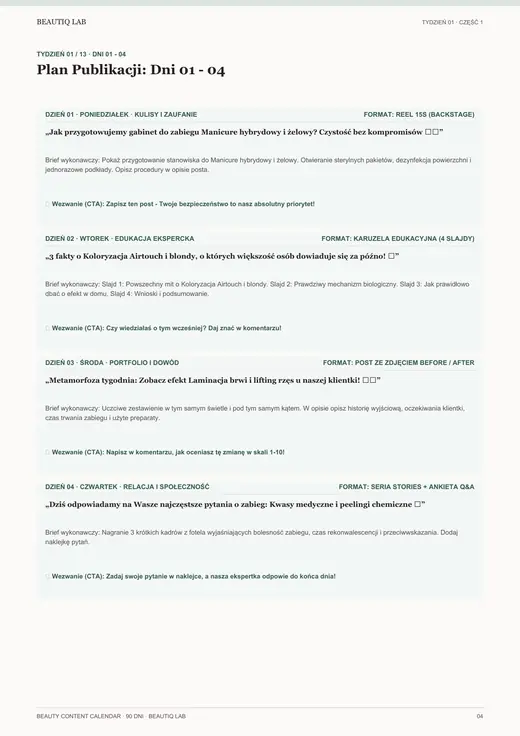 Prawdziwa strona 4 produktu Beauty Content Calendar