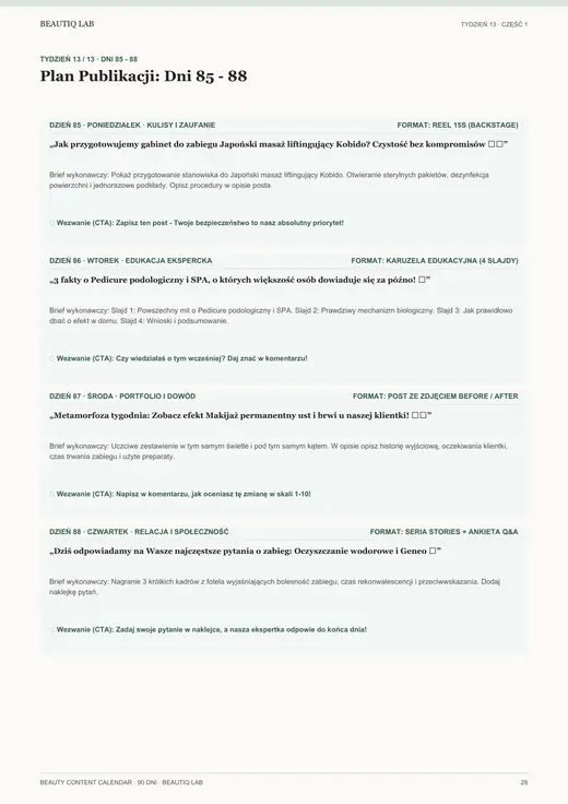 Prawdziwa strona 8 produktu Beauty Content Calendar